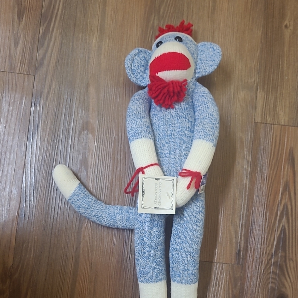 Blue and Red Sock‎ Monkey Plush Toy new